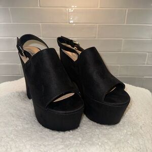 High Vamp Slingback Notch Platforms